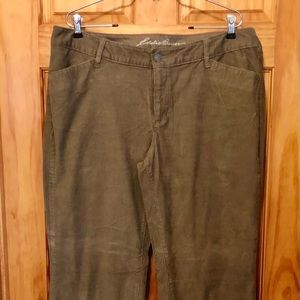 Womens Eddie Bauer Cotton Tan Lt Brown Taupe Corduroy Trousers Pants Jeans 16P